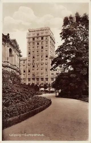 Europahaus Leipzig Sachsen Postkarte AK 1934