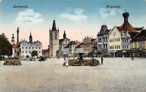 Leitmeritz (Litoměřice) Ringplatz Postkarte AK