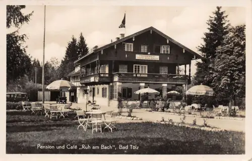 Pension und Café "Ruh am Bach" Bad Tölz Postkarte AK