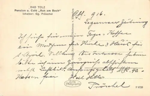 Pension und Café "Ruh am Bach" Bad Tölz Postkarte AK
