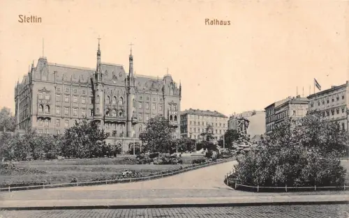 Stettin Rathaus Postkarte AK