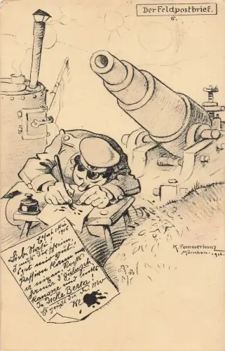 Der Feldpostbrief Soldat am Schreiben Postkarte AK 1916