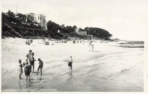 Strandleben Ostseebad Henkenhagen Ustronie Morskie Pommern Postkarte AK 1933