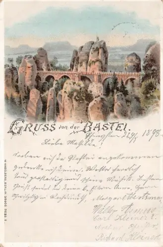 Gruss von der Bastei Litho 1898