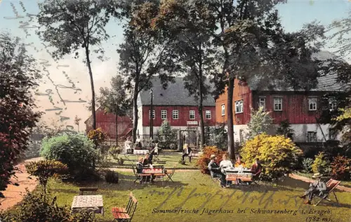 Sommerfrische Jägerhaus bei Schwarzenberg i. Erzgeb. Postkarte AK 1921
