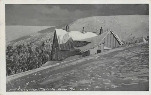 Riesengebirge Alte Schles. Baude 1168 m ü. M Postkarte AK 1943