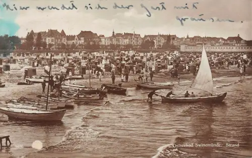 Ostseebad Swinemünde Strand Postkarte AK