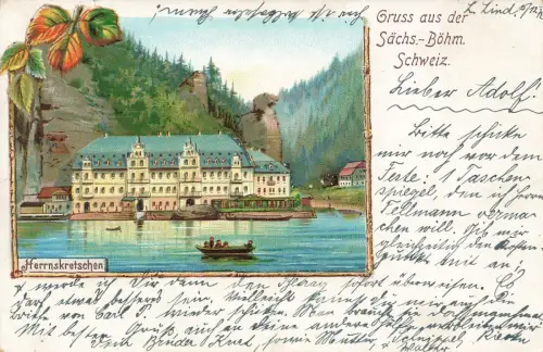 Gruss aus der Sächs.-Böhm. Schweiz Herrnskretschen Böhmen Postkarte AK 1912