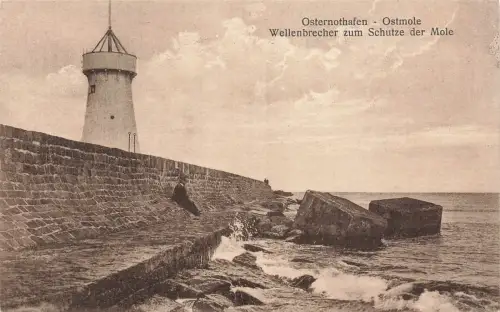 Swinemünde Osternothafen Ostmole Wellenbrecher zum Schutze der Mole Postkarte