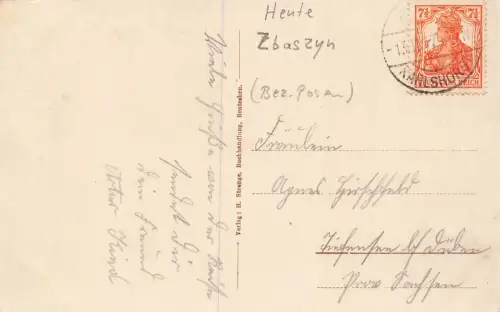 Totalansicht mit See im Hintergrund Bentschen Zbąszyń Posen Postkarte AK 1917