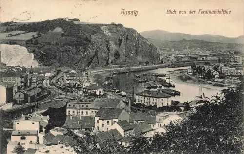 Blick von der Ferdinandshöhe auf Aussig Böhmen Postkarte AK 1911