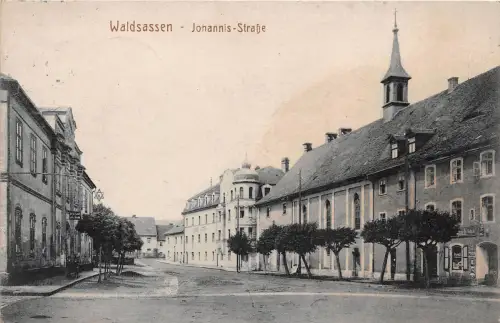 Waldsassen Johannis Strasse Geschäft Postkarte gel. 1926