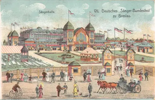 VII. Deutsches Sänger-Bundesfest zu Breslau Sängerhalle Postkarte AK 1907