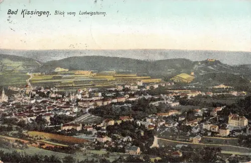 Bad Kissingen Blick vom Ludwigsturm Postkarte AK 1906
