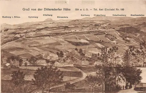 Gruß von der Dittersdorfer Höhe bei Chemnitz Sachsen Postkarte AK