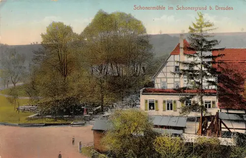 Schonermühle im Schonergrund b. Dresden Postkarte AK 1917