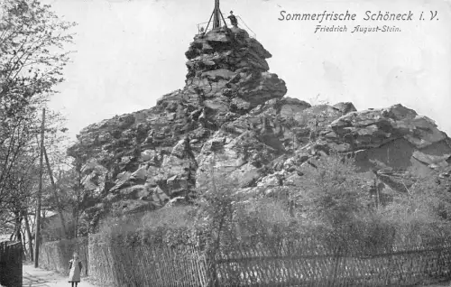 Sommerfrische Schöneck i. V. Friedrich August-Stein AK 1936