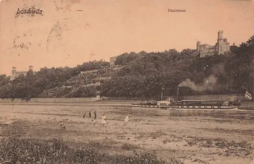 Elbschlösser und Dampfer Bohemia Loschwitz Sachsen Postkarte AK 1922