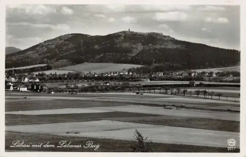Sommerfrische Löbau mit Löbauer Berg Sachsen Postkarte AK 1938