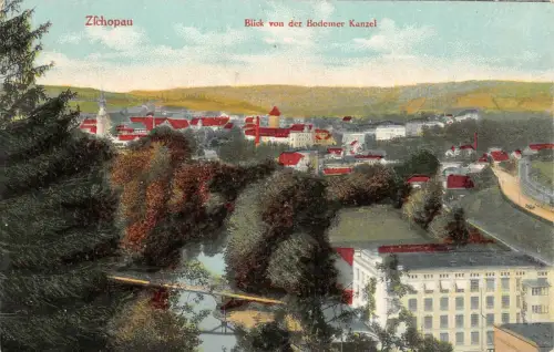 Zschopau Blick von der Bodemer Kanzel Postkarte AK