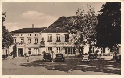 AK Burg bei Magdeburg Hotel und Café Roland 1939 Sachsen-Anhalt gelaufen