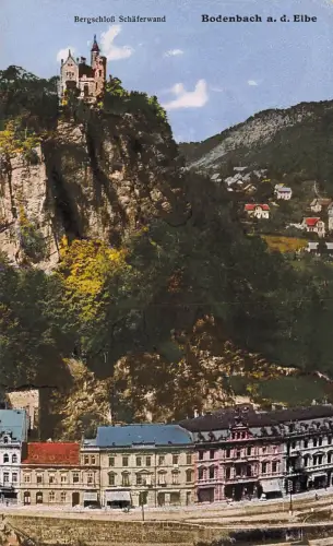 Bodenbach a. d. Elbe Podmokly (Děčín) Bergschloß Schäferwand Postkarte AK 1929