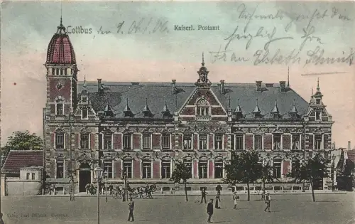 Kaiserliches Postamt in Cottbus Brandenburg Postkarte AK 1906