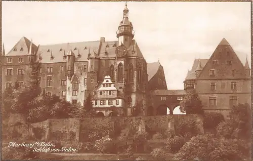 Marburg a./Lahn Schloß von Süden Postkarte AK
