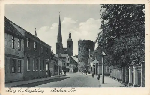 AK Burg bei Magdeburg Berliner Tor 1939 Sachsen-Anhalt gelaufen