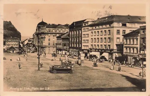 Aussig Elbe Ústí nad Labem Platz der SA. Postkarte 1939