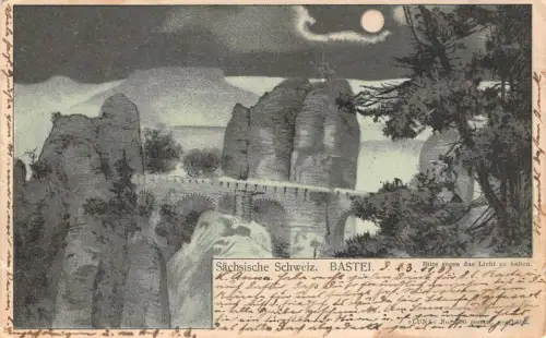 Sächsische Schweiz Bastei Postkarte 1908
