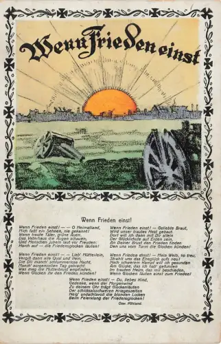 Wenn Frieden einst! Sonne im Felde Spruchkarte Postkarte AK