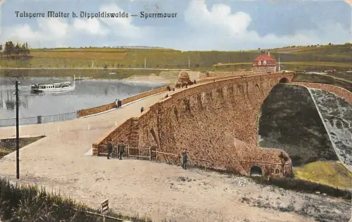 Sperrmauer an der Talsperre Malter bei Dippoldiswade Sachsen Postkarte AK