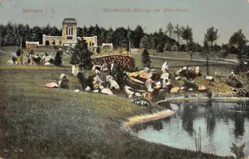 Wunderlich-Ehrung im Alberthain in Meerane Sachsen Postkarte AK 1918