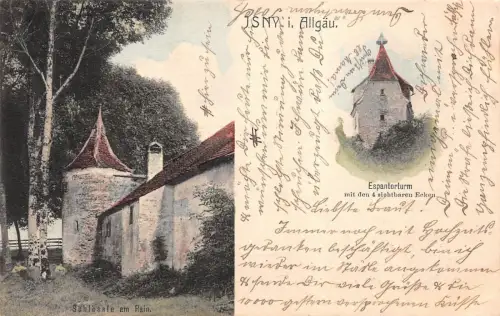 Isny i. Allgäu Espantorturm mit den 4 sichtbaren Ecken Postkarte AK 1903