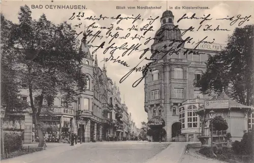 AK Bad Oeynhausen vom Nordbahnhof an Klosterstrasse Hottel Pavillon Kaufhaus