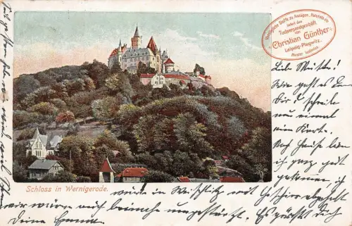 Schloss in Wernigerode Tuchversandgeschäft Christian Günther Postkarte AK 1905