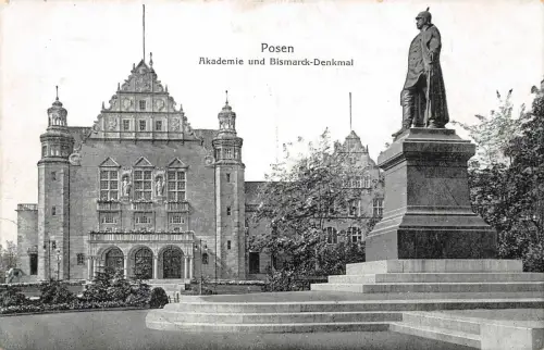 Posen Akademie und Bismarck-Denkmal Postkarte AK