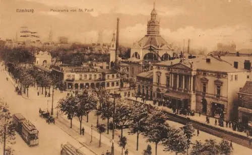 Hamburg Panorama von St. Pauli Elbschloss Bräu Feldpostkarte 1918