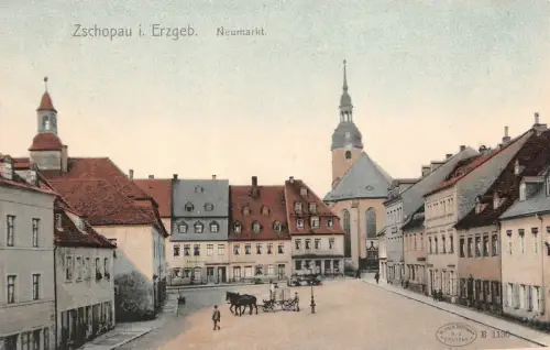 Neumarkt in Zschopau Erzgebirge Sachsen Postkarte