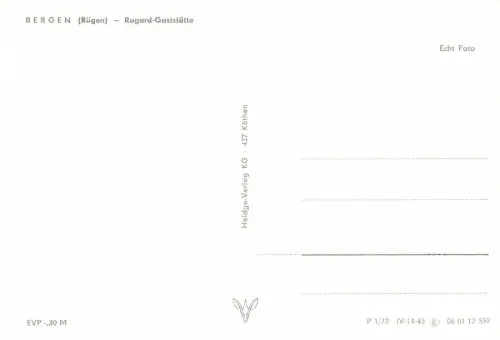 AK Bergen Rugard Gaststätte Rügen Mecklenburg-Vorpommern ungelaufen