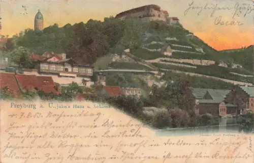 Jahns Haus und Schloss in Freyburg Unstrut Sachsen-Anhalt Postkarte AK 1903