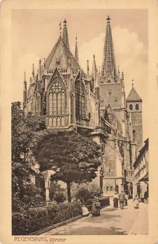 Ansicht Domhof Regensburg Bayern Postkarte AK