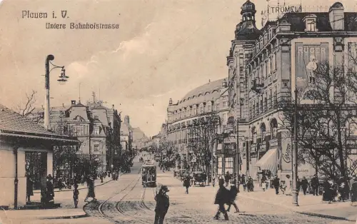 Plauen i. V. Untere Bahnhofstrasse Straßenbahn AK