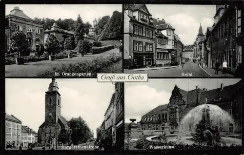 Gruß aus Gotha Im Orangengarten Brühl Margarethenkirche Postkarte AK 1936