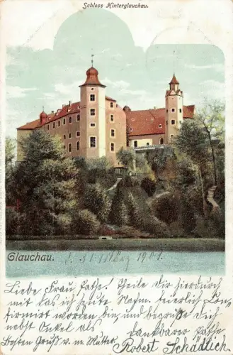 Schloss Hinterglauchau in Glauchau Sachsen Postkarte AK 1901
