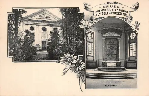 Gruss aus den Kloster Ruinen Alt-Zella b. Nossen i/S. Mausoleum Postkarte AK