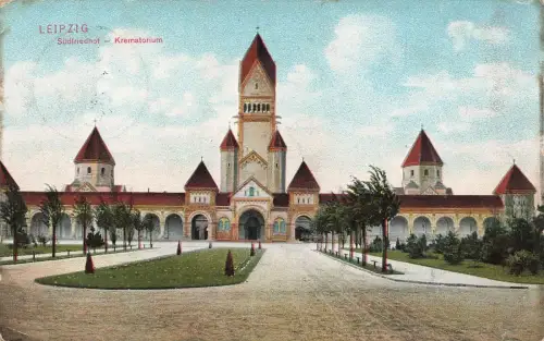 Südfriedhof Krematorium in Leipzig Sachsen Postkarte AK 1910