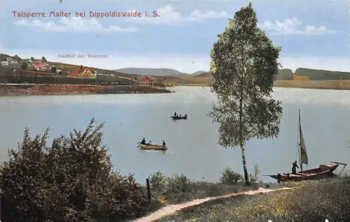 Talsperre Malter und Gasthof bei Dippoldiswalde Sachsen Postkarte AK