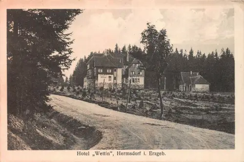 Hotel "Wettin" Hermsdorf i. Erzgeb. Postkarte 1925